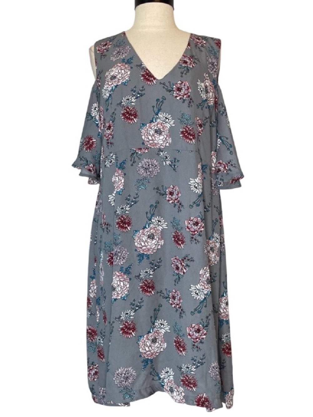 Alison Andrews Davina Cold‑Shoulder Floral Mini Dress XL – Good Condition